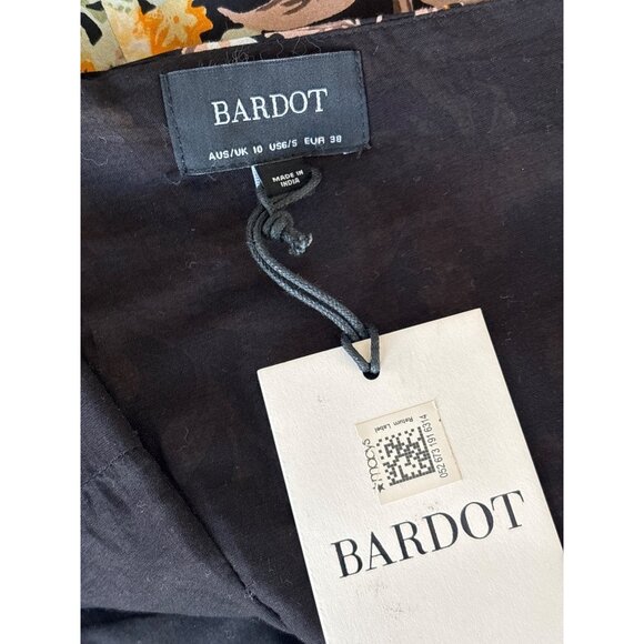 BARDOT Dress Black‎ Hi-lo Hem Spaghetti Strap Midi Party Faux Wrap Flounce Small - Picture 12 of 13